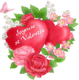 Coeur et fleurs rouges Saint Valentin