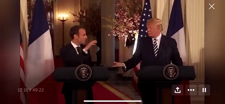 La deuxième bise de Macron à Trump