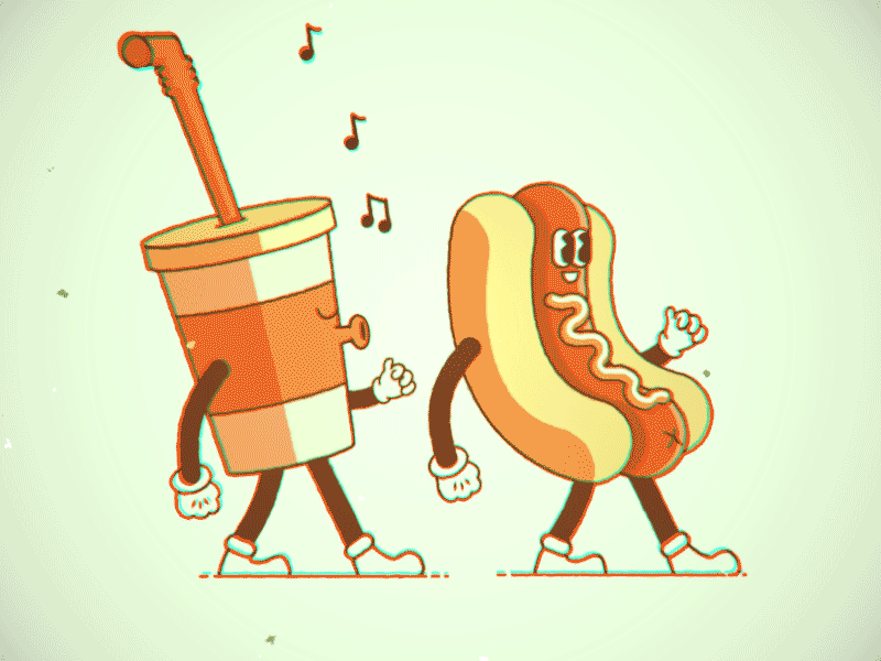 Retro Cartoon  - Soda et Hot-Dog