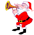 Père Noël joue de la trompette