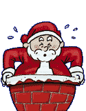 Père Noël coincé dans la cheminée