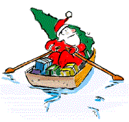 Père Noël en barque